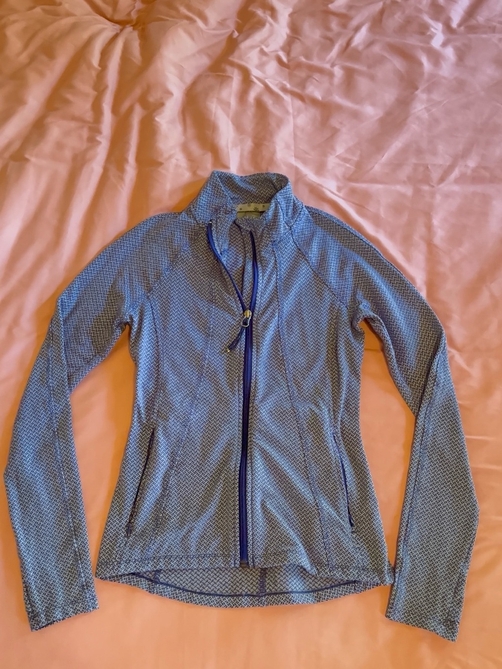 Athleta Blue Print Athletic Running Jacket Full Zip Thumbholes XXS